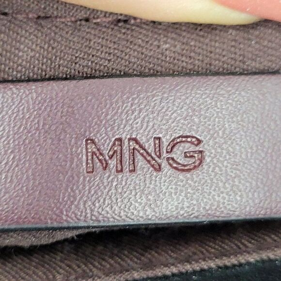 MNG Black Vegan Faux Leather Double Top Handle Crossbody Bag Removeable Strap - Picture 3 of 16